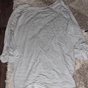 White and Grey striped half Sleeve flared